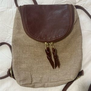 SVEN Linen and Leather Adjustable Backpack